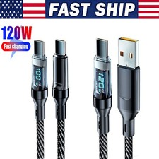 120w Super Fast USB Type-C Charging Braid Phone Charger Lead with Display LOT