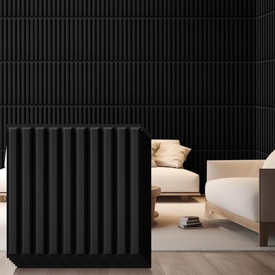 Nuanchu 32 Pcs 3D Wall Panels for Interior Wall Decor, 12''x12'' Fluted Textu...
