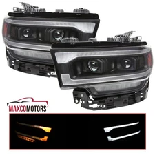 Black Projector Headlights Fits 2019-2024 Ram 2500 3500 Switchback LED Signal
