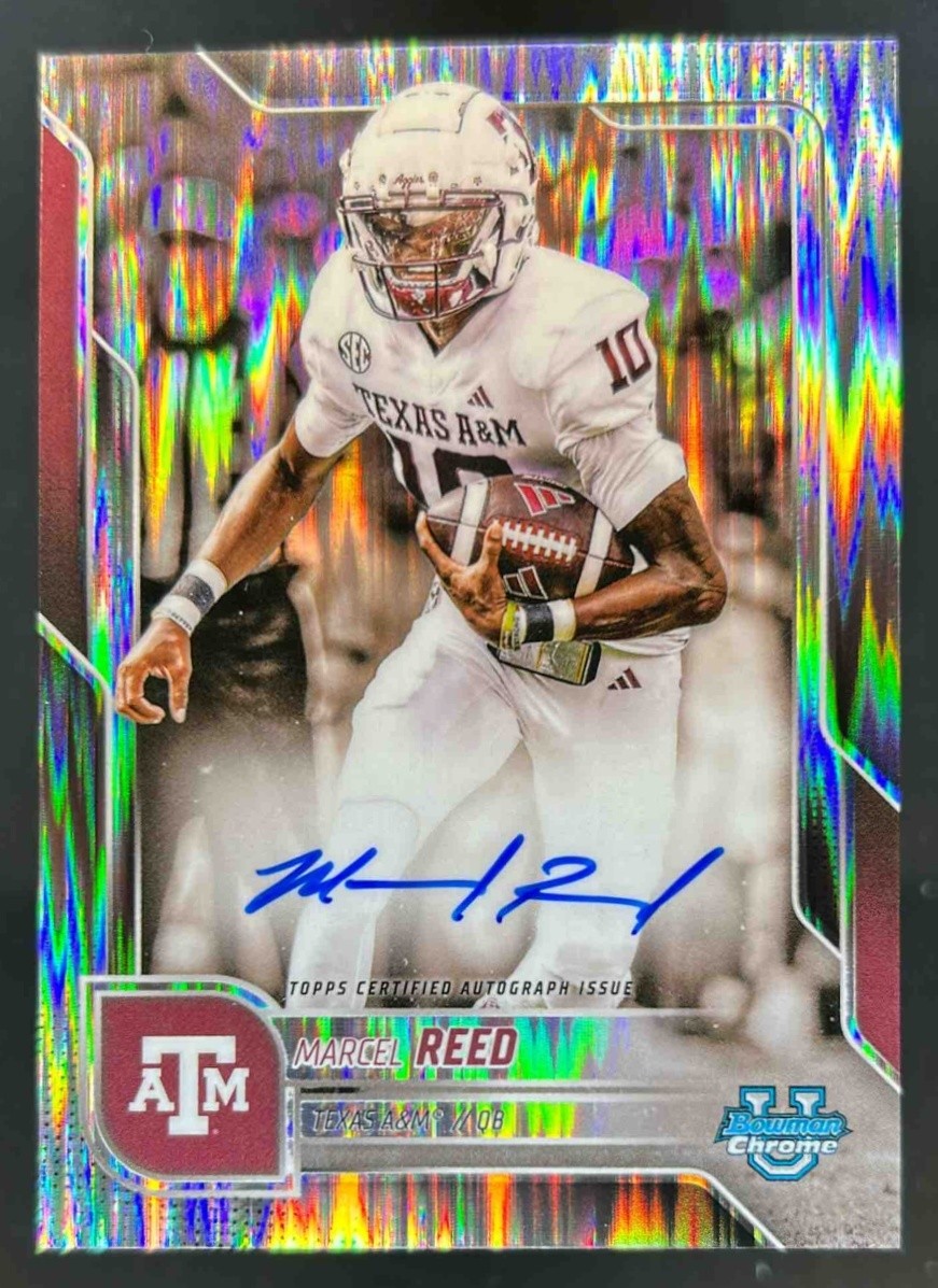 2025 Bowman Chrome U Marcel Reed Prospect Auto Stealth Refractor #BCA-MRE
