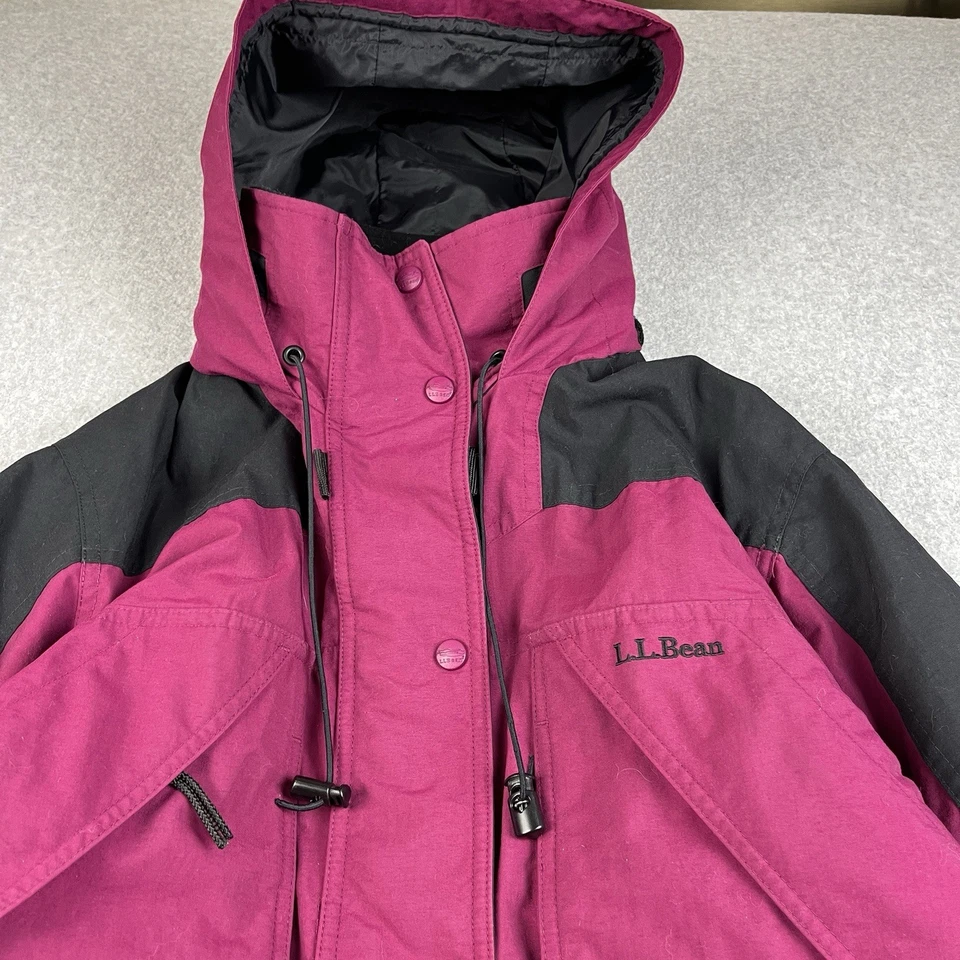 VTG LL Bean Parka Jacket Women Medium Magenta Black Thinsulate Insulated - Image 2 of 4
