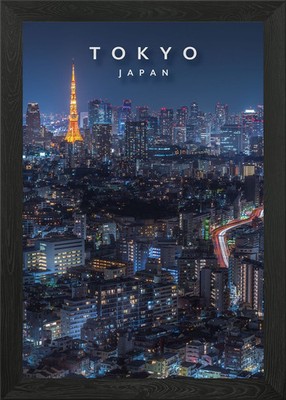 Tokyo by night #3 Framed Wall Art Poster Print Picture