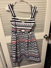 Guess Women’s Knee Length Summer Dress Black White Blue & Red Size 8
