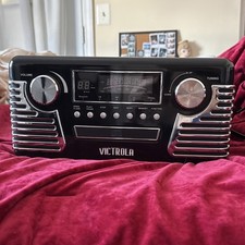 Victrola V50-200 Turntable CD Player Radio Black AM/FM 33/45/78 RPM RCA Aux