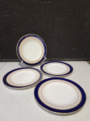 SET OF 4-  Royal Worcester Regency Blue 8'' Salad Plates