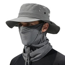 Wide Brim UV Protection Sun Hat - Ice Silk Bucket Cap For Hiking Camping Fishing