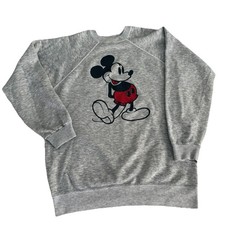 Vtg 80s Mickey Mouse Disney Casuals Adult L 42/44 Large Gray Sweatshirt Classic