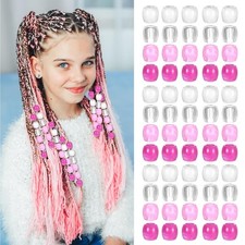 60pcs Dreadlock Beads for Hair Braids, Pink Pony Beads for Dreads Cool Men an...
