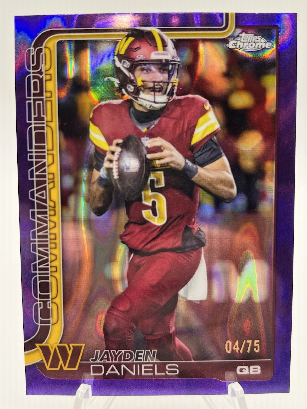 2025 Topps Chrome - Jayden Daniels #295 Purple Wave Refractor /75