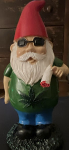 Gnome Figurine Red Hat Green Shirt Hippie