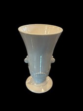 White Ceramic Vase with Scroll Handles 8 Inch Decorative