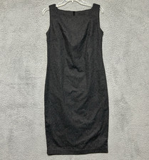 Vintage Trio Womens Wool Dress Size 6 Charcoal Gray Shift Straight Knee Length