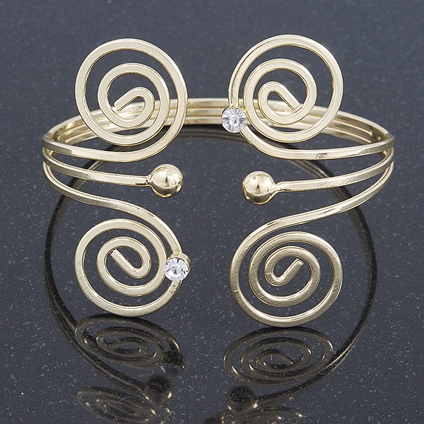 Greek Style Swirl Upper Arm, Armlet Bracelet In Gold Plating - 27cm L -