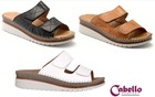 Cabello Comfort Soft Leather Slip On Slide Sandals Cabello Dual Black Tan White