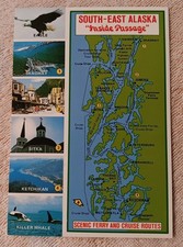 South East Alaska Inside Passage Vintage Postcard USA Ferry Cruise Routes - B