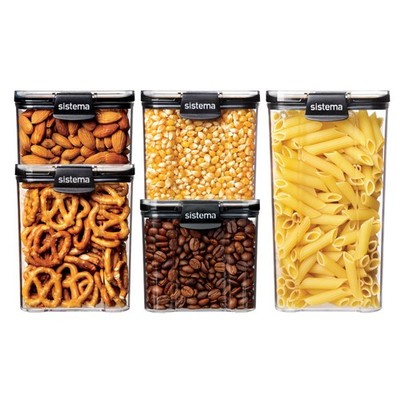 Sistema Ultra Square Airtight Pantry Storage Containers Assorted Capacity Food