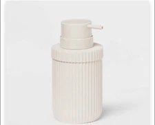 2 Pack Target Room Essentials Ribbed Soap Pump Dispenser Ivory Resin Refillable