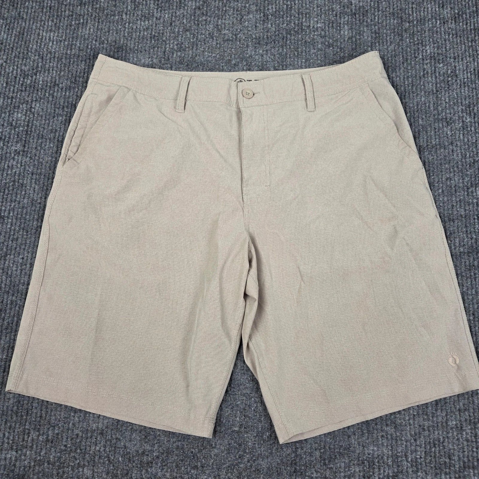 Hang Ten Mens Hybrid Shorts Size 38 Tan Beige Stretch Walk Board Shorts 26413