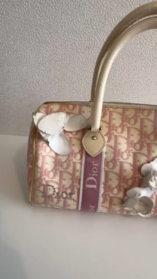 Christian Dior Trotter Handbag Mini Boston bag Pink Flower Motif