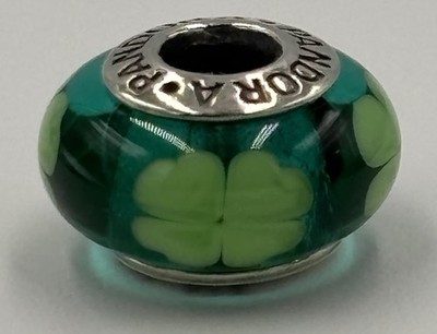 PANDORA Grün Murano 4 Blatt Kleeblatt Lucky Kiss Me I m Irish Charm 790927 Original