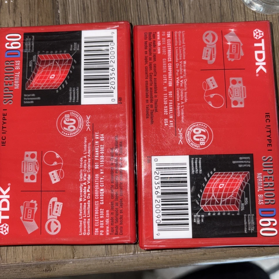 (2)Sealed TDK Superior D60 Normal Bias Blank Audio Cassette Tapes "Play It Loud" - Image 2 of 2