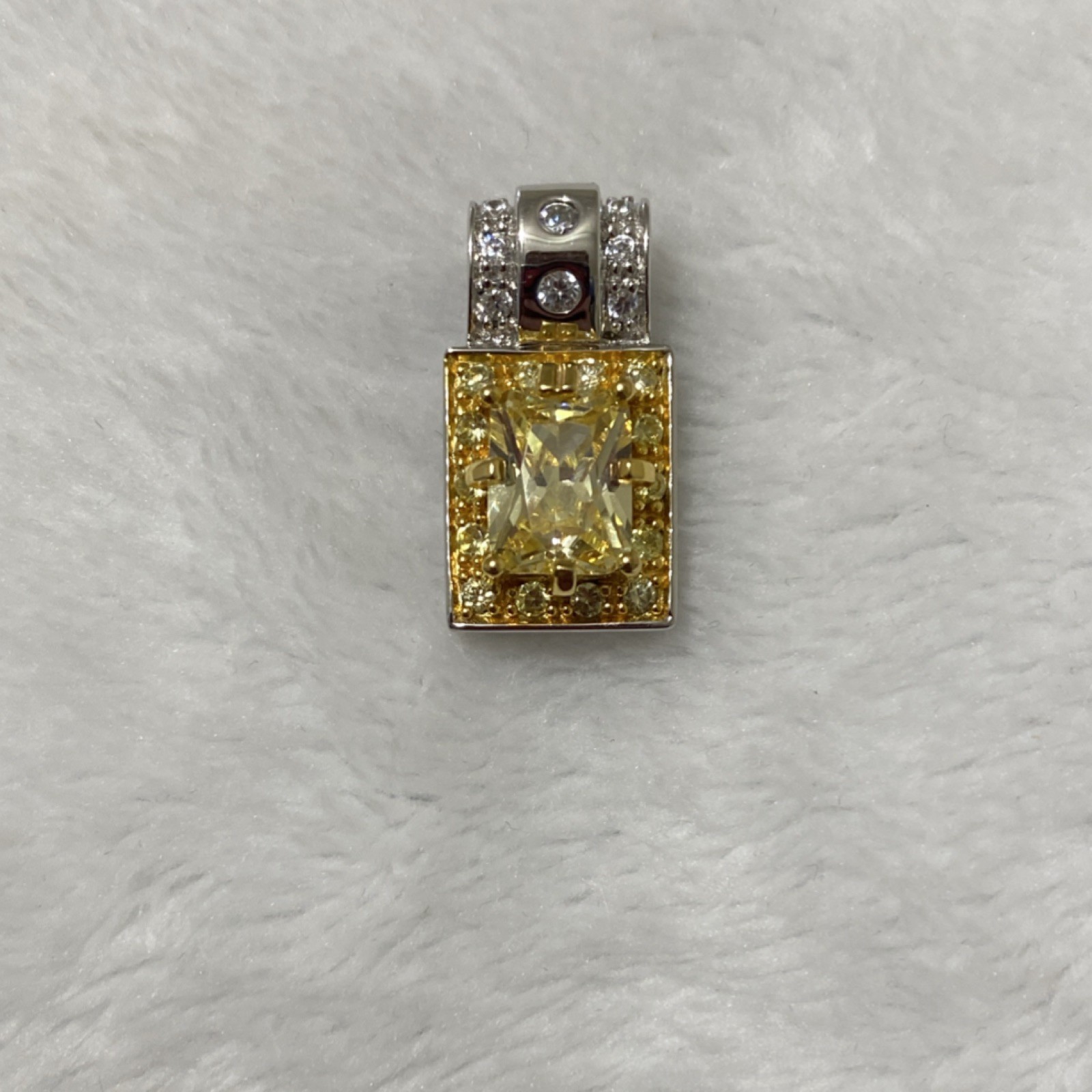 Radiant Rectangular Halo Solitaire Vibrant Canary… - image 2