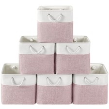 13 x 13 Inch Cube Storage Bins, 6 Pack Fabric Storage Basket with Handles, Fo...