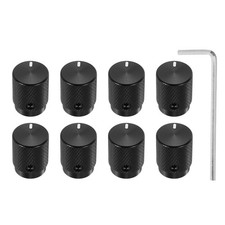 8 Pcs Aluminium Knobs, 6mm IDx12.5mm ODx16mm, Oval Indicator, Matte Black