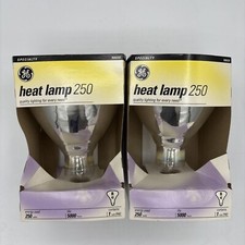 NEW! 2 GE Heat Lamp Bulb 250W Clear BR40 Med Base 120V Infrared Reflector Bulbs