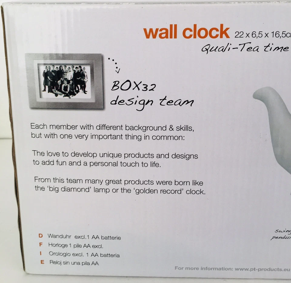 Reloj de Pared Quali-Tea Time Péndulo Oscilante Cuarzo Blanco Diseñado por Caja 32 Foto 4 de 4