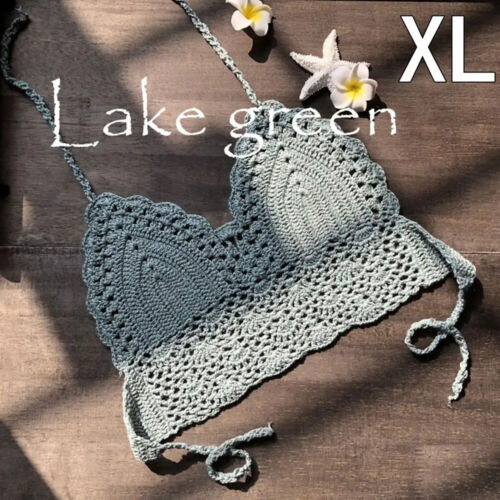 Sexy Women Bikini Crop Top Crochet Boho Beach Bikini Bralette Halter Cami - Picture 28 of 32