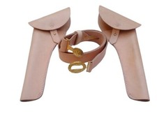 CS Civil War Union Cavalry Officer Leather Waist Belt With 2 Leather Holsters