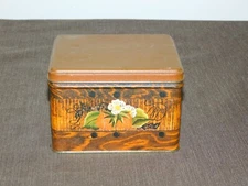 VINTAGE KITCHEN 3 1/4" HIGH  J L CLARK FLOWER TIN *EMPTY*