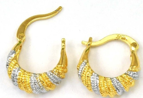 Bonitos Nuevos Pendientes de Aruga enchapados en Oro Amarillo y Blanco de dos Tonos - Imagen 3 de 11
