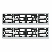PAIR SILVER NUMBER PLATE HOLDER FRAME FOR ALL SEAT CARS