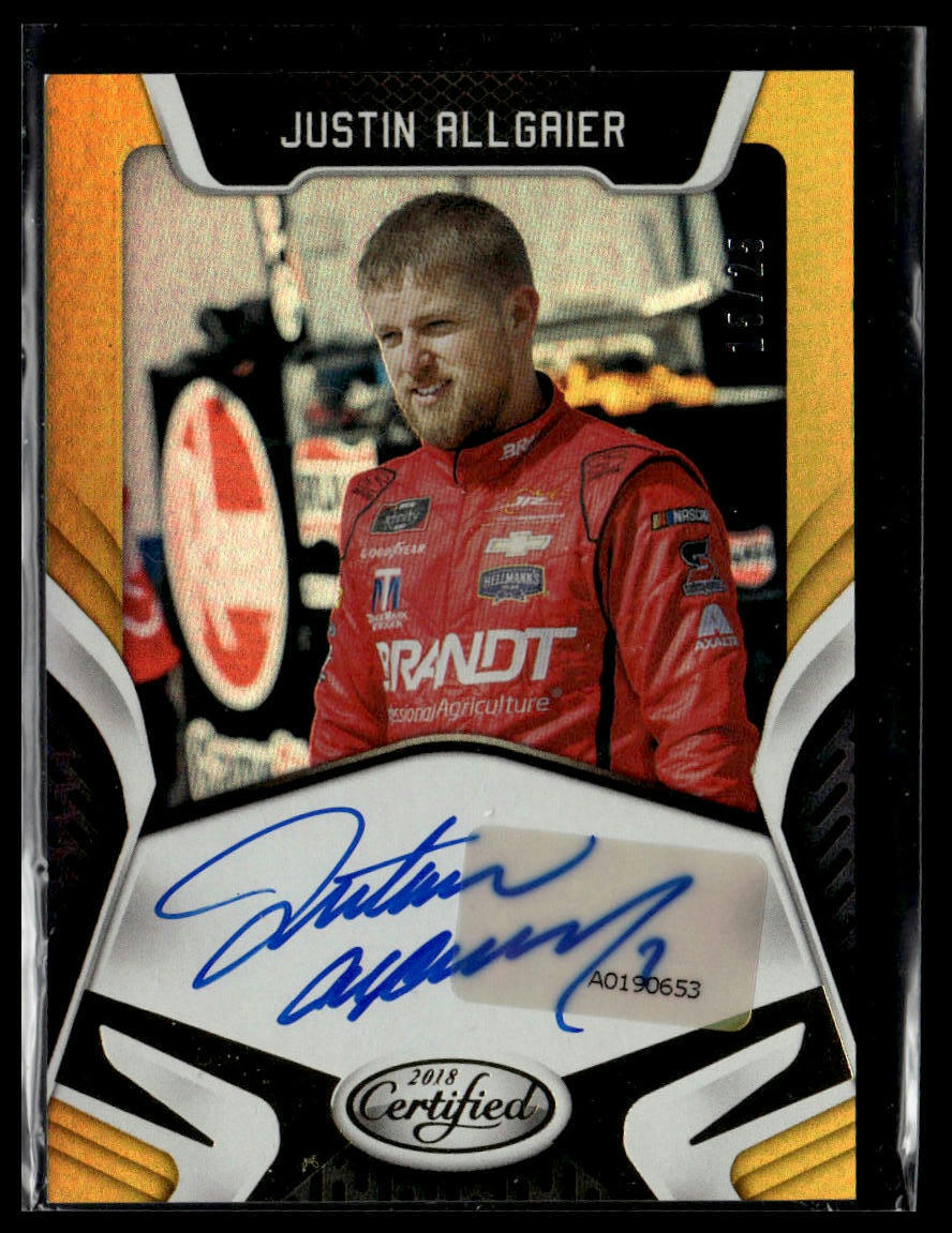 2018 Panini Certified #CS-JA Justin Allgaier Certified Signatures