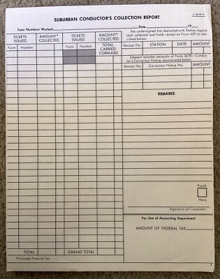 Suburban Train Conductor s Collection Report