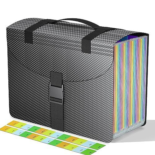 File Organizers with Handle Expanding File Folder 25 Pockets, A4/Letter Size