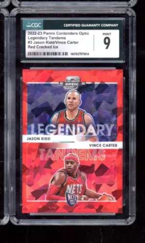 2022 CONTENDERS OPTIC JASON KIDD VINCE CARTER LEGENDARY RED CRACKED ICE CGC 9 MT