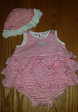 CHAPS BABY GIRL DRESS WITH MATCHING SUN HAT SIZE 6 MONTHS