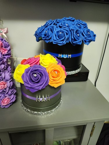 Luxury Artificial Rose Flower Round Hat Box Birthday Anniversary Present gift - Picture 8 of 11