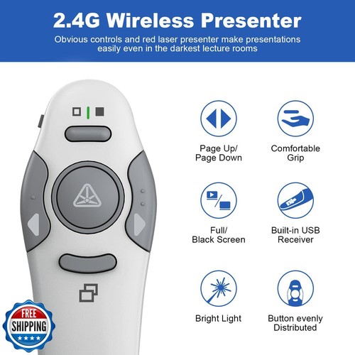 QUI Presentation Clicker Wireless Presenter Remote Clicker for PowerPoint Pre - Picture 2 of 5