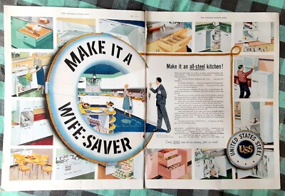 UNITED STATES STEEL KITCHENS AD FROM SATURDAY EVENING POST MAY 7, 1955