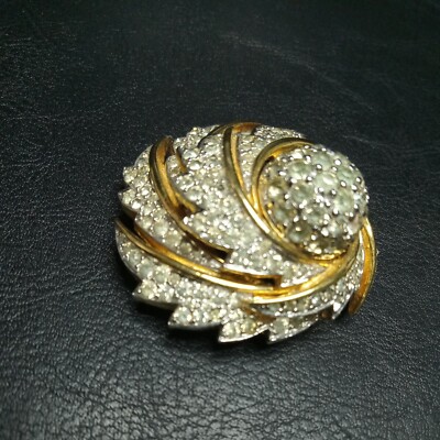 Vintage Jewlery Signed JOMAZ Clear Rhinestones Pin Brooch