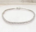 3mm CZ Zircon Stone Tennis Ankle Bracelet Anklet Anti-tarnish Real 925 Silver