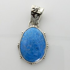 Southwestern Designer Handmade Blue Denim Lapis Sterling Silver Pendant