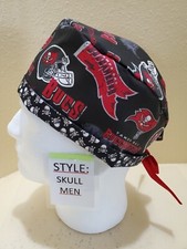 Tampa Bay Buccaneers NFL Men's Skull/Chemo Surgical Scrub Hat/Cap Handmade