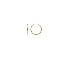 Gold Tone over Sterling Silver 1.2mm Endless Hoop Earrings, 12mm