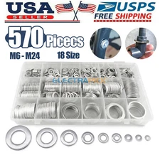 570 Pieces 18 Sizes Oil Drain Plug Gaskets Assortment Kit,Oil Crush Washers US
