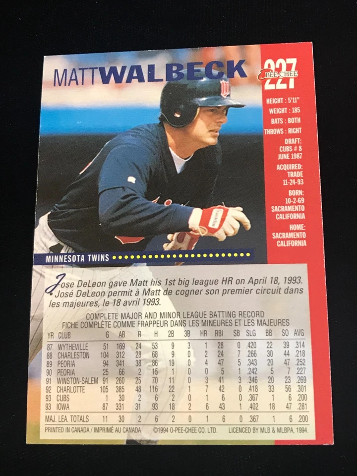 1994 O-Pee-Chee Baseball - - - Pick A Card -#1 - #268 - Image 2 of 2